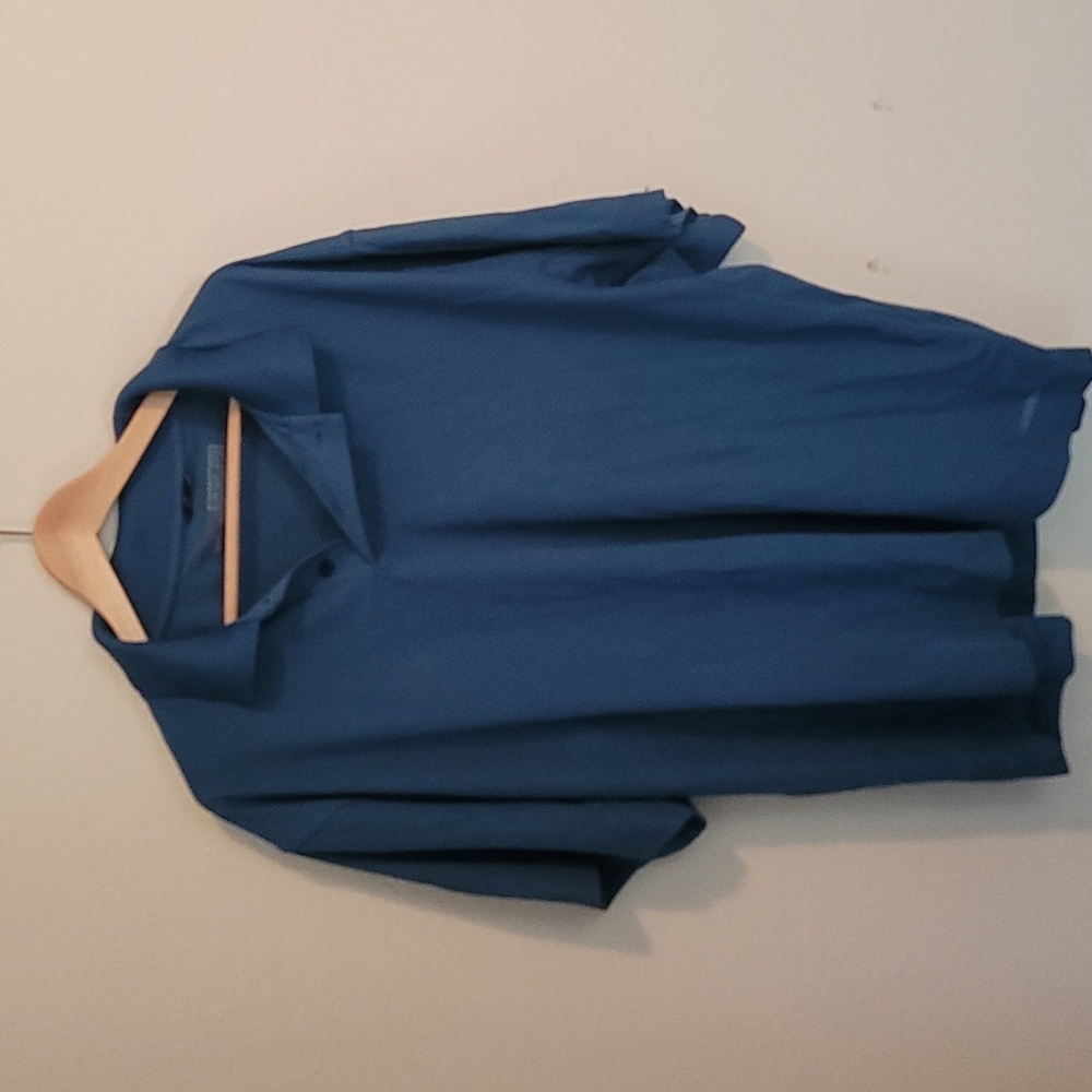 Cobalt polo shirt.